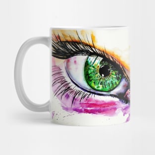 green eye watercolor art Mug